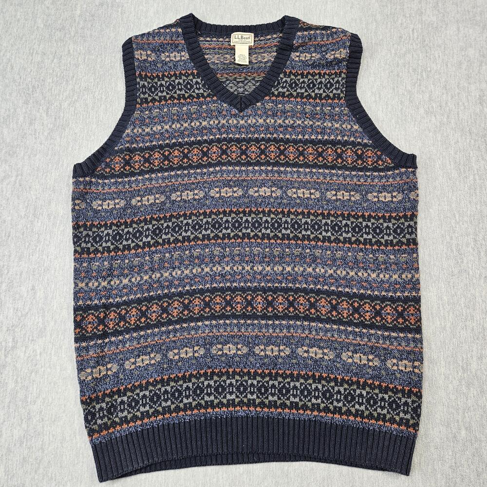 L.L.Bean Sweater Vest Mens 2XLT 2XL Tall Fair Isle V-Neck
